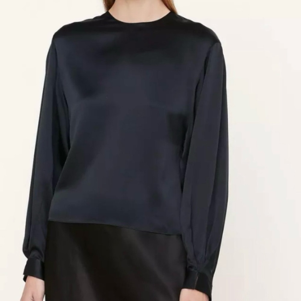 Vince Pleated Cuff Crew
Neck Blouse